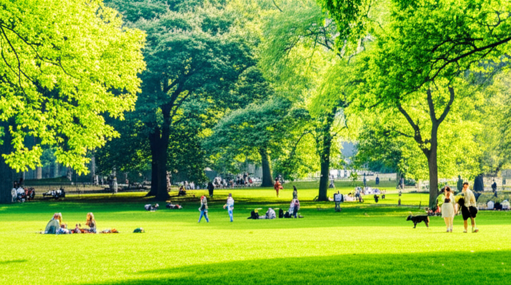 Generate a high-quality, relevant image prompt for an article about: 8 Parks In Manhattan: Amazing G