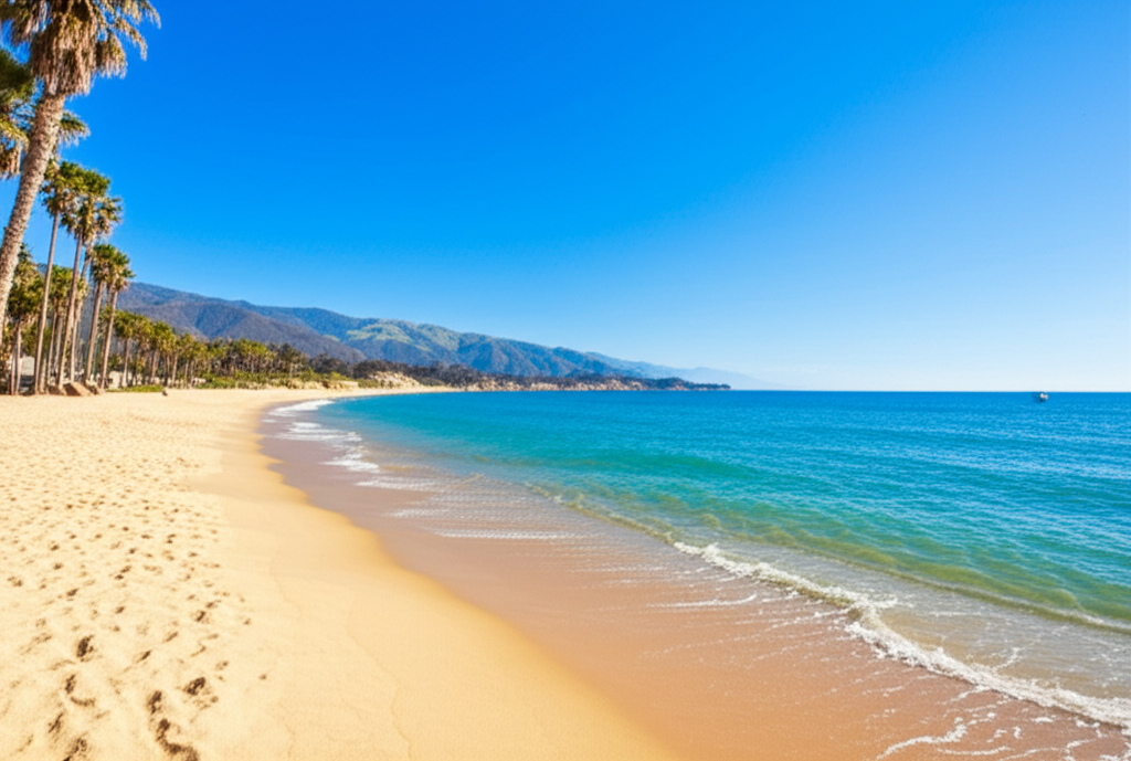 Generate a high-quality, relevant image prompt for an article about: 10 Beaches in California: Amazi