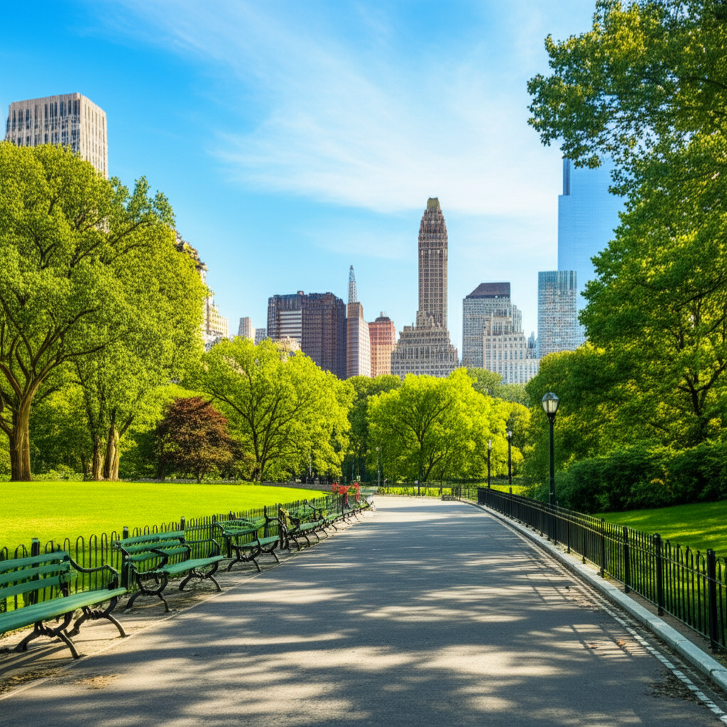 Generate a high-quality, relevant image prompt for an article about: 8 Parks in Manhattan: Amazing G