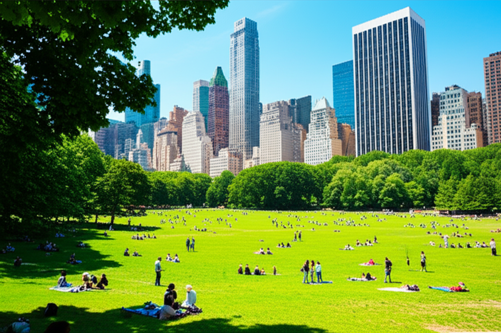 Generate a high-quality, relevant image prompt for an article about: 8 Parks in Manhattan: Amazing G