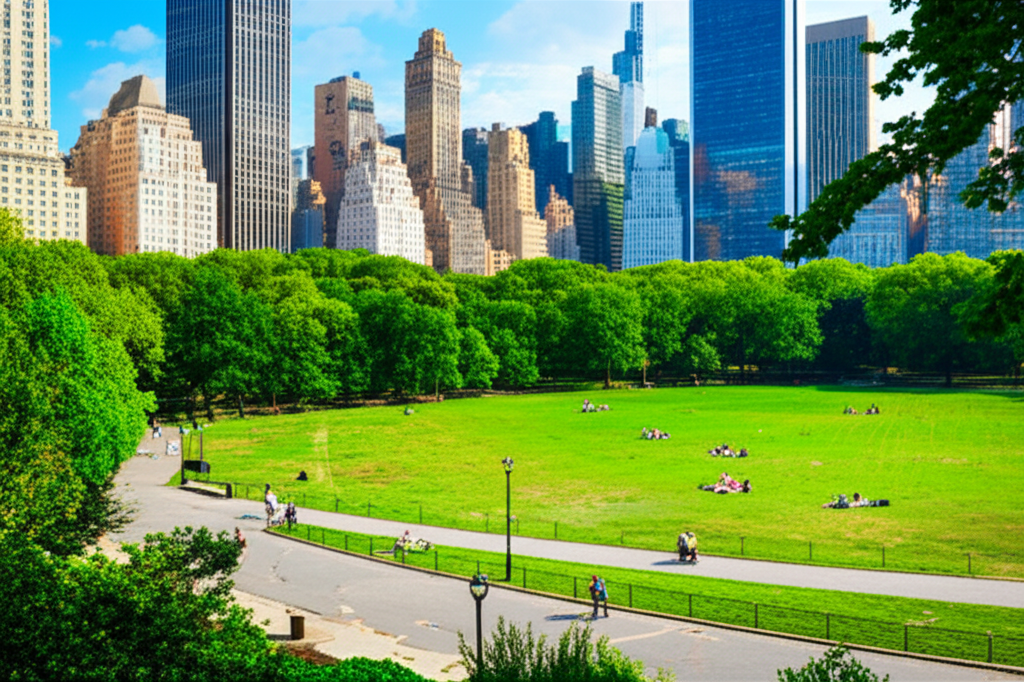 Generate a high-quality, relevant image prompt for an article about: 8 Parks in Manhattan: Amazing G