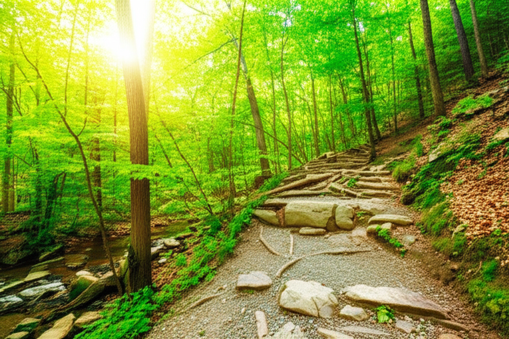 Generate a high-quality, relevant image prompt for an article about: 6 Hiking Trails in New Jersey: