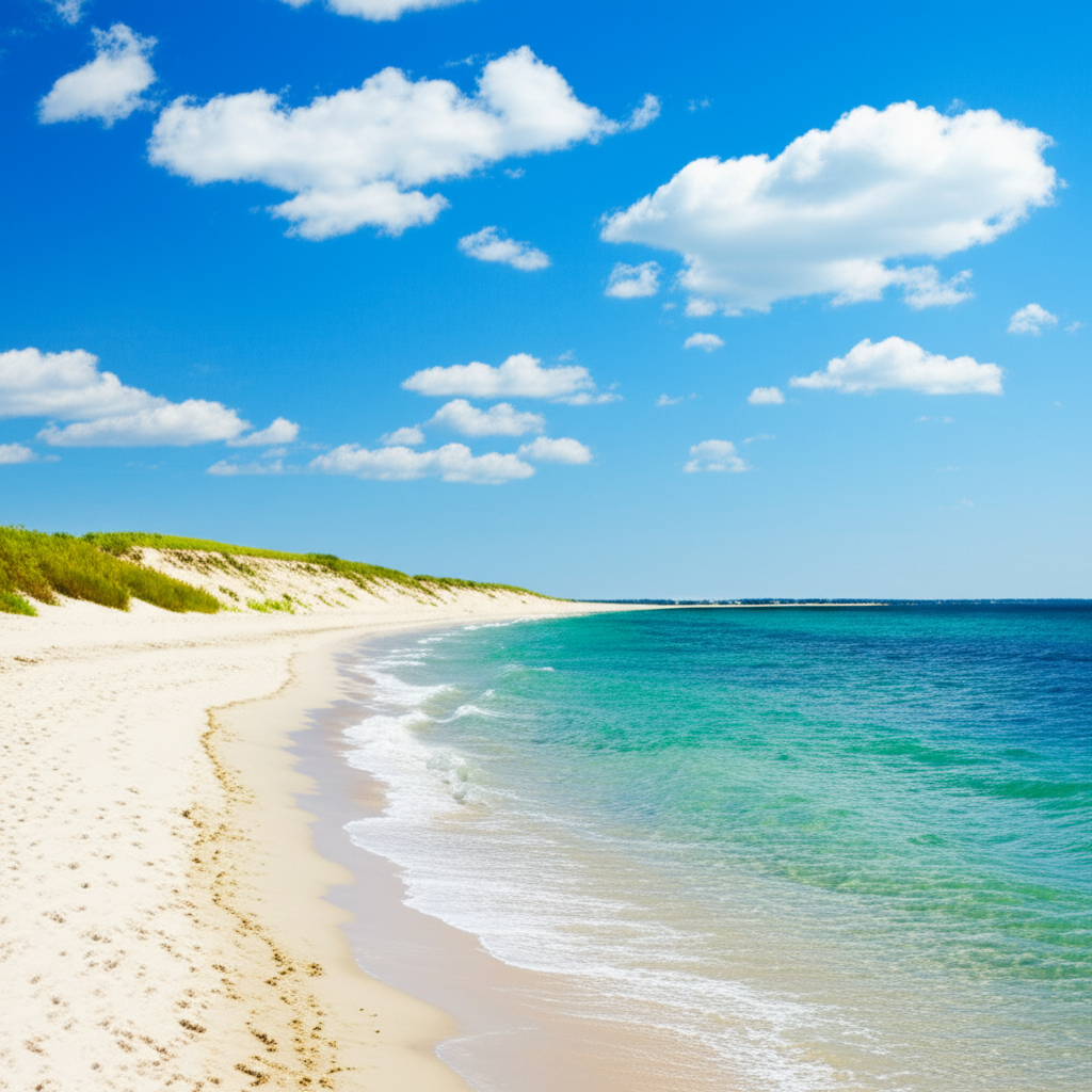 Generate a high-quality, relevant image prompt for an article about: 7 Essential Beaches In Long Isl