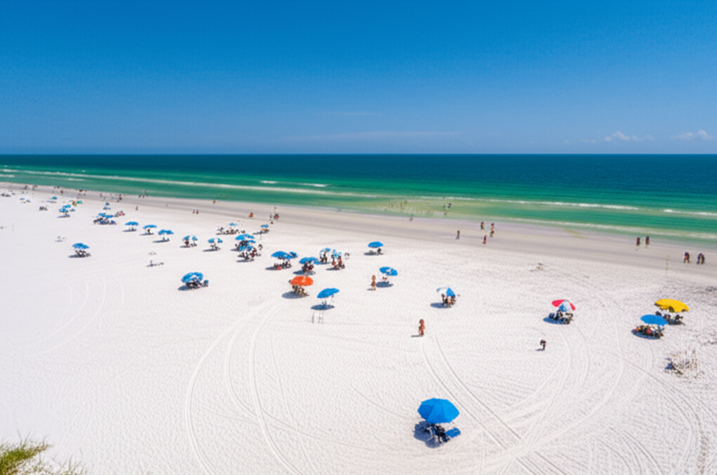 Generate a high-quality, relevant image prompt for an article about: 10 Beaches In Florida: Awesome