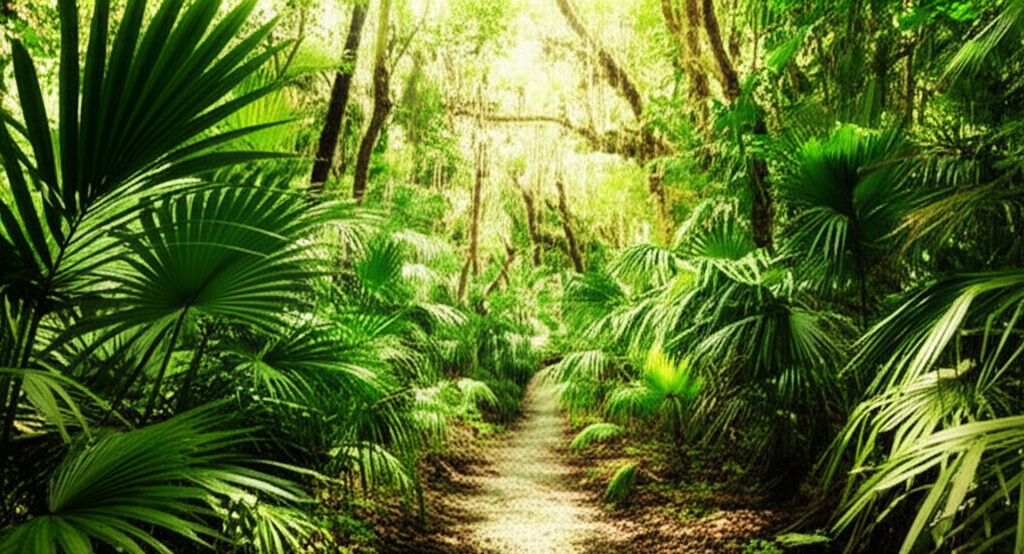 Generate a high-quality, relevant image prompt for an article about: 6 Astonishing Trails Near Miami