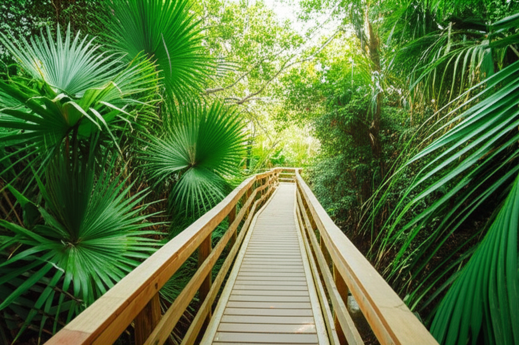 Generate a high-quality, relevant image prompt for an article about: 6 Astonishing Trails Near Miami