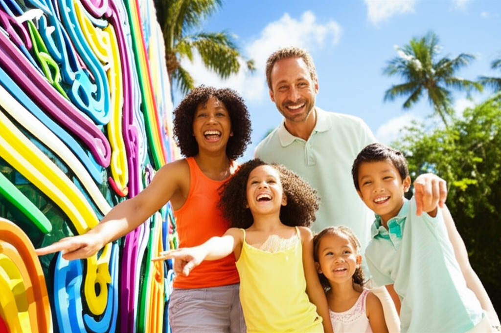 Generate a high-quality, relevant image prompt for an article about: 12 Family Attractions In Miami: