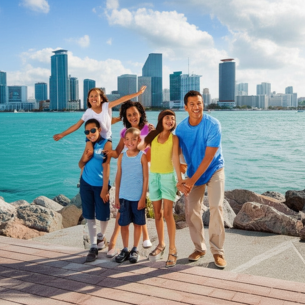 Generate a high-quality, relevant image prompt for an article about: 12 Family Attractions In Miami: