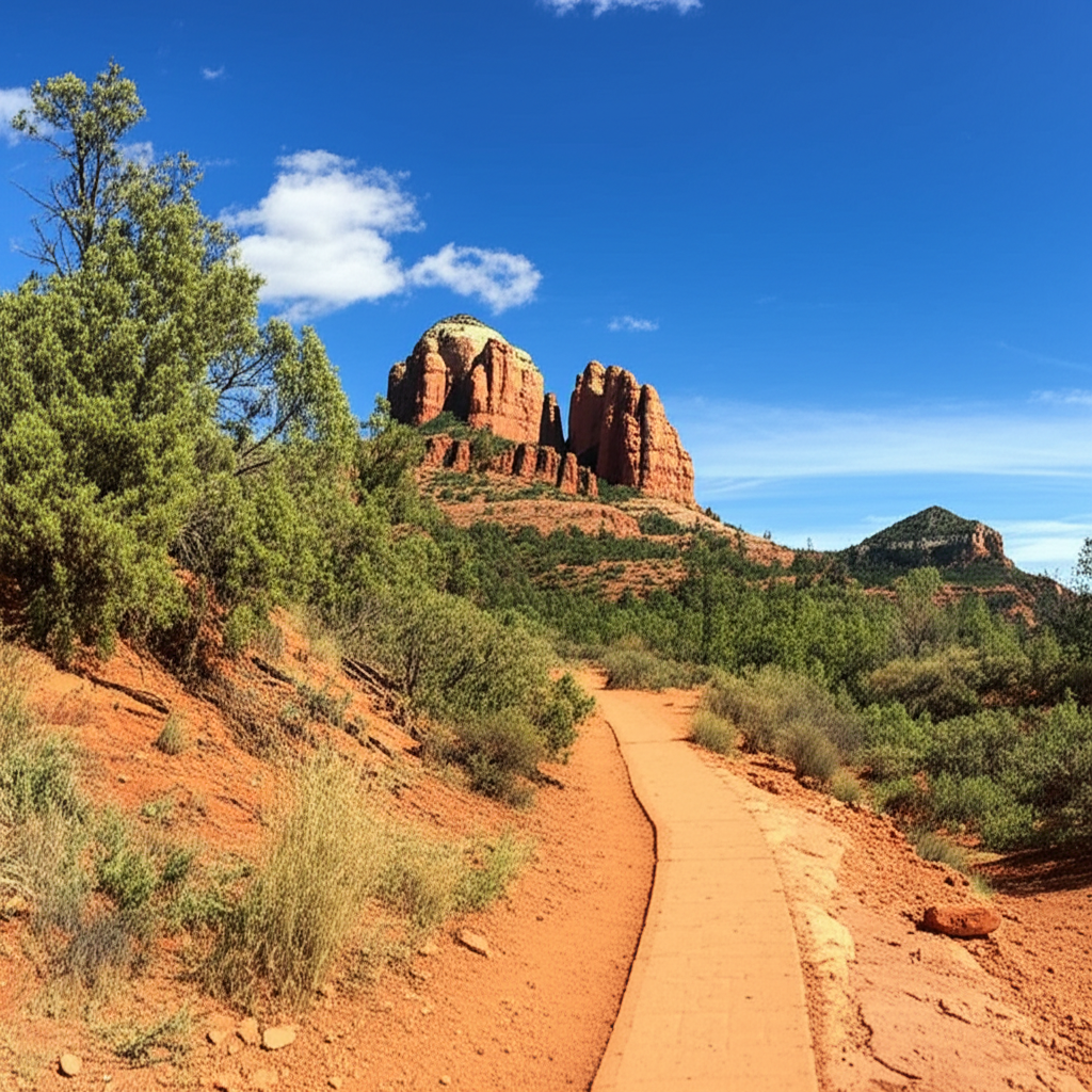 Generate a high-quality, relevant image prompt for an article about: 12 Hiking Trails in Arizona: Am
