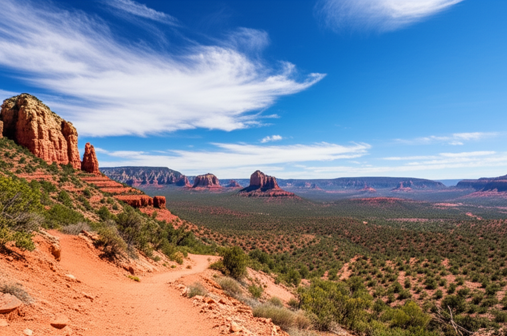 Generate a high-quality, relevant image prompt for an article about: 12 Hiking Trails in Arizona: Am