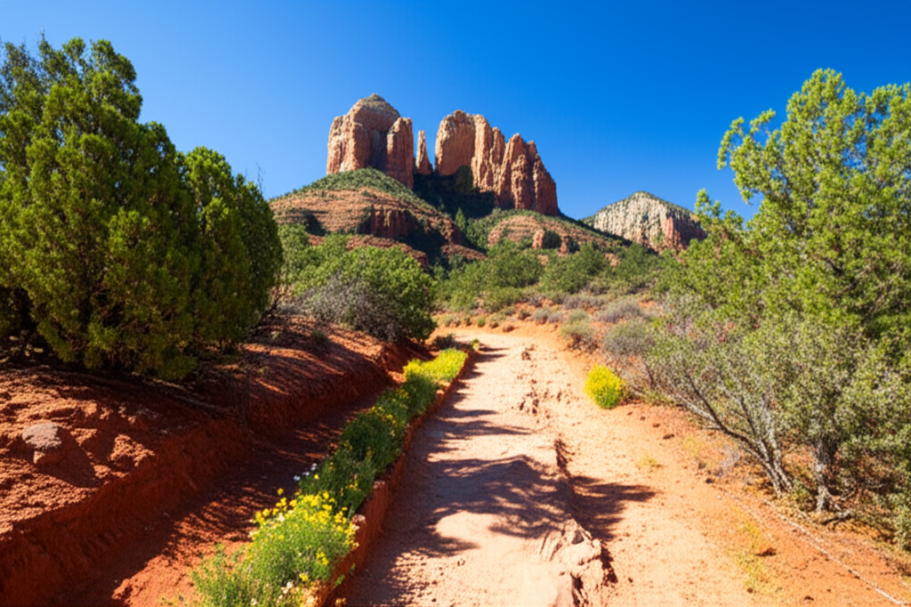 Generate a high-quality, relevant image prompt for an article about: 12 Hiking Trails in Arizona: Am