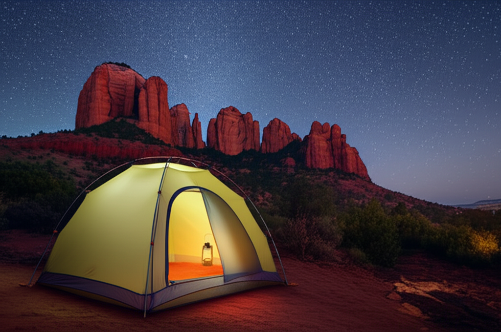 Generate a high-quality, relevant image prompt for an article about: 10 Camping Sites in Arizona: Aw