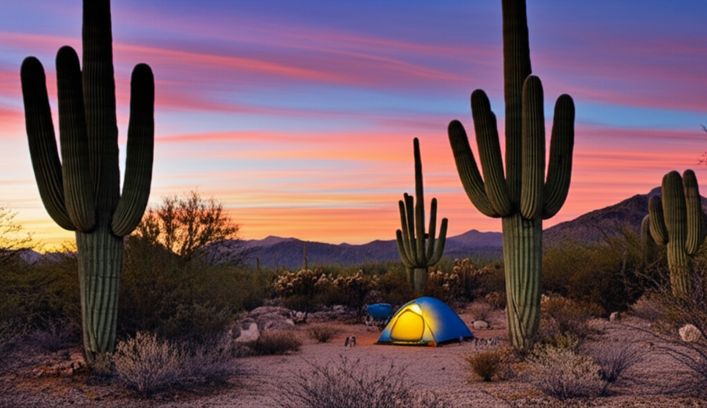 Generate a high-quality, relevant image prompt for an article about: 10 Camping Sites in Arizona: Aw