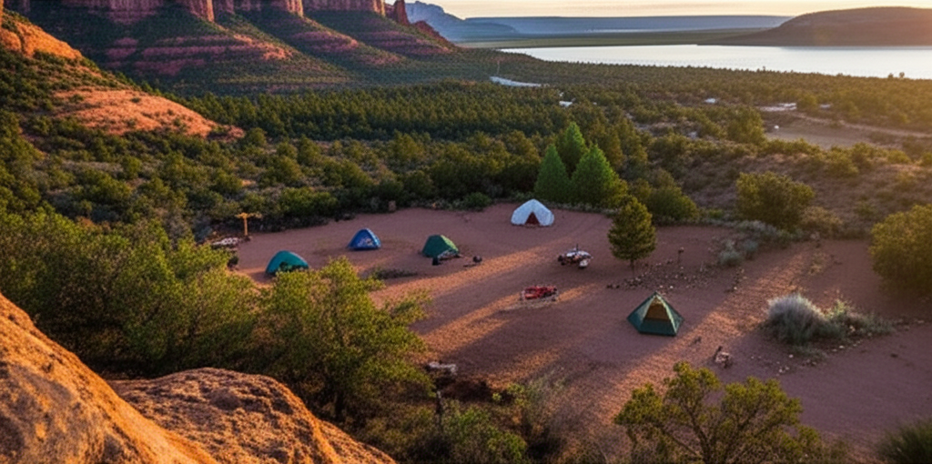 Generate a high-quality, relevant image prompt for an article about: 10 Camping Sites in Arizona: Aw