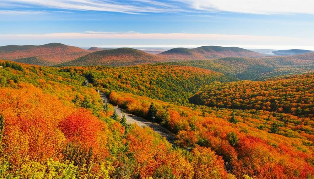 Generate a high-quality, relevant image prompt for an article about: 12 Hiking Trails In Connecticut