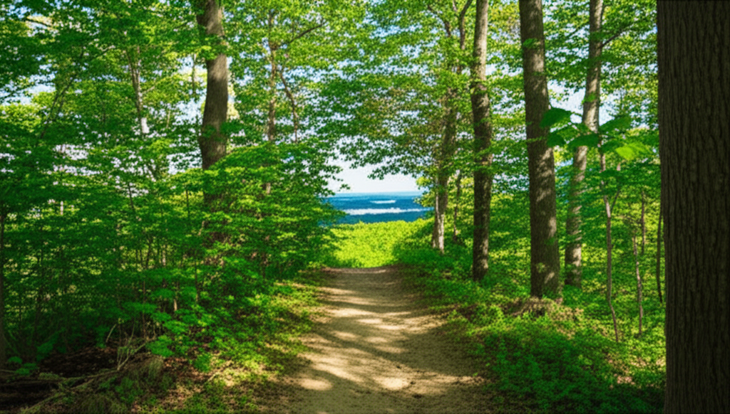 Generate a high-quality, relevant image prompt for an article about: 12 Hiking Trails In Connecticut