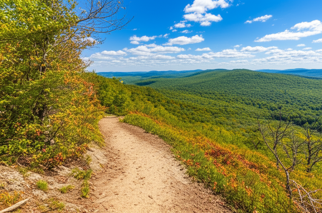 Generate a high-quality, relevant image prompt for an article about: 12 Hiking Trails In Connecticut
