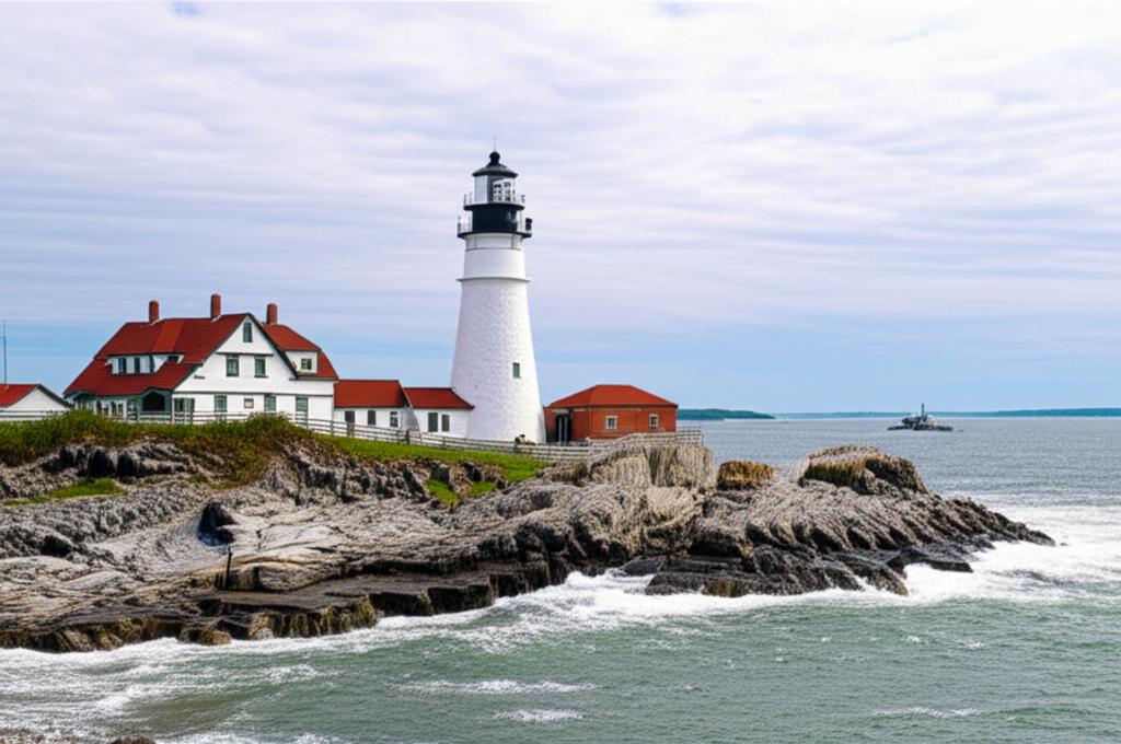 Generate a high-quality, relevant image prompt for an article about: 5 Lighthouses in Connecticut: A