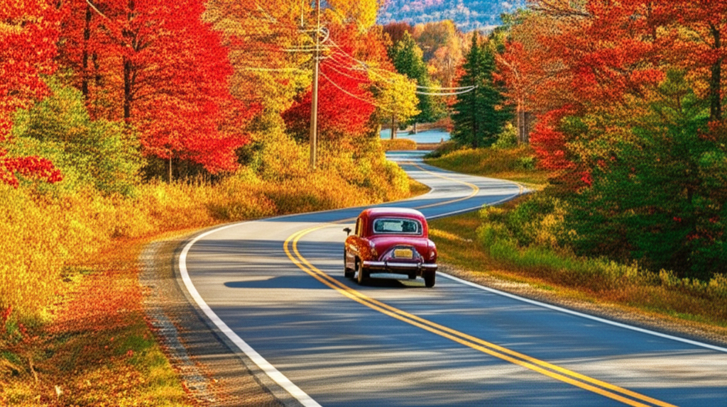 Generate a high-quality, relevant image prompt for an article about: 12 Scenic Drives in Connecticut