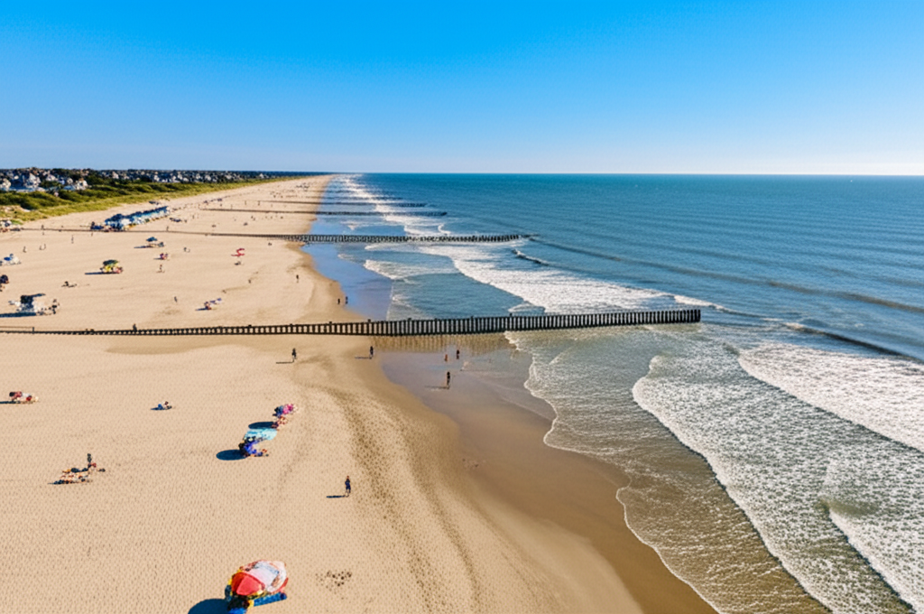 Generate a high-quality, relevant image prompt for an article about: 10 Beaches in Delaware: Amazing