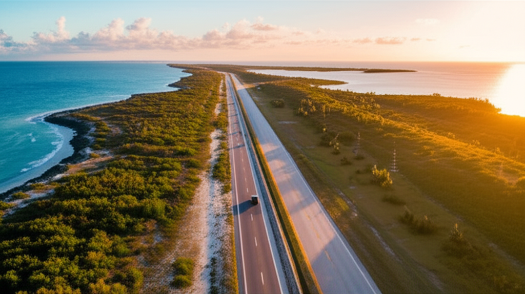 Generate a high-quality, relevant image prompt for an article about: 10 Astonishing Road Trips in Fl