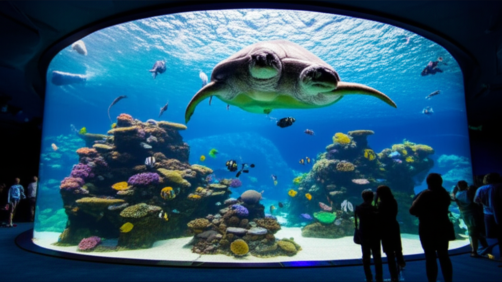 Generate a high-quality, relevant image prompt for an article about: 10 Aquariums In Florida: Amazin
