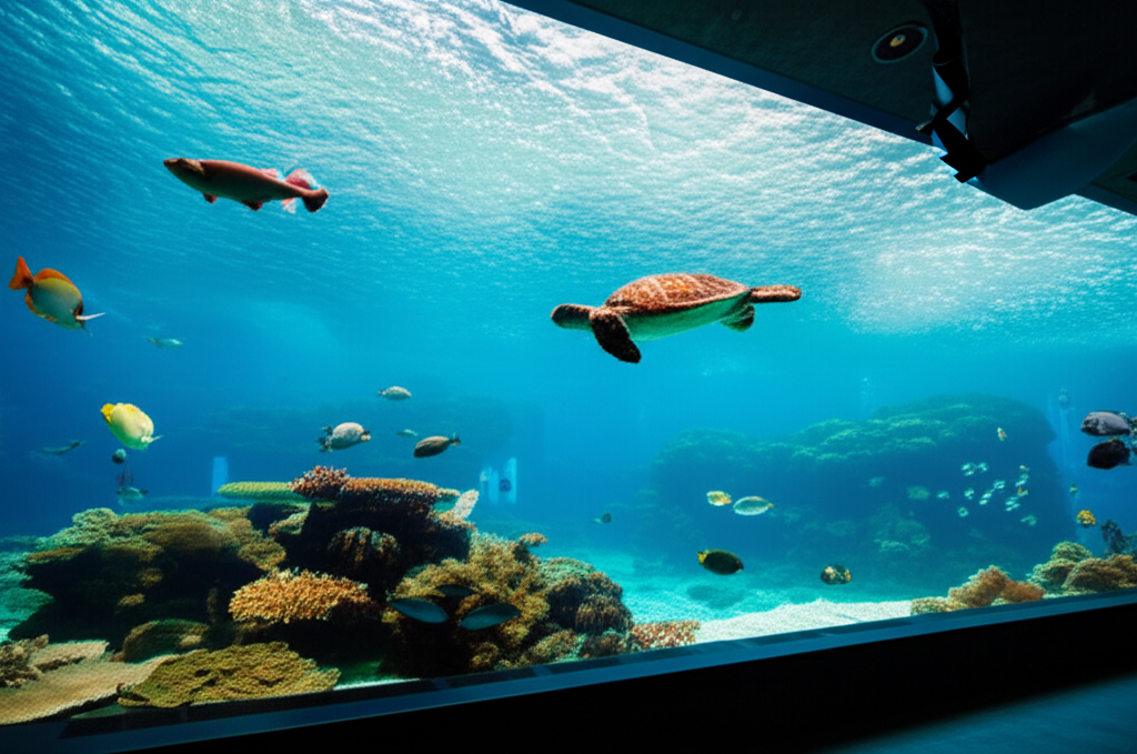 Generate a high-quality, relevant image prompt for an article about: 10 Aquariums In Florida: Amazin