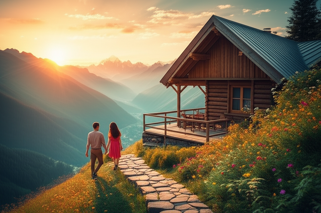 Generate a high-quality, relevant image prompt for an article about: 7 Astonishing Romantic Places I