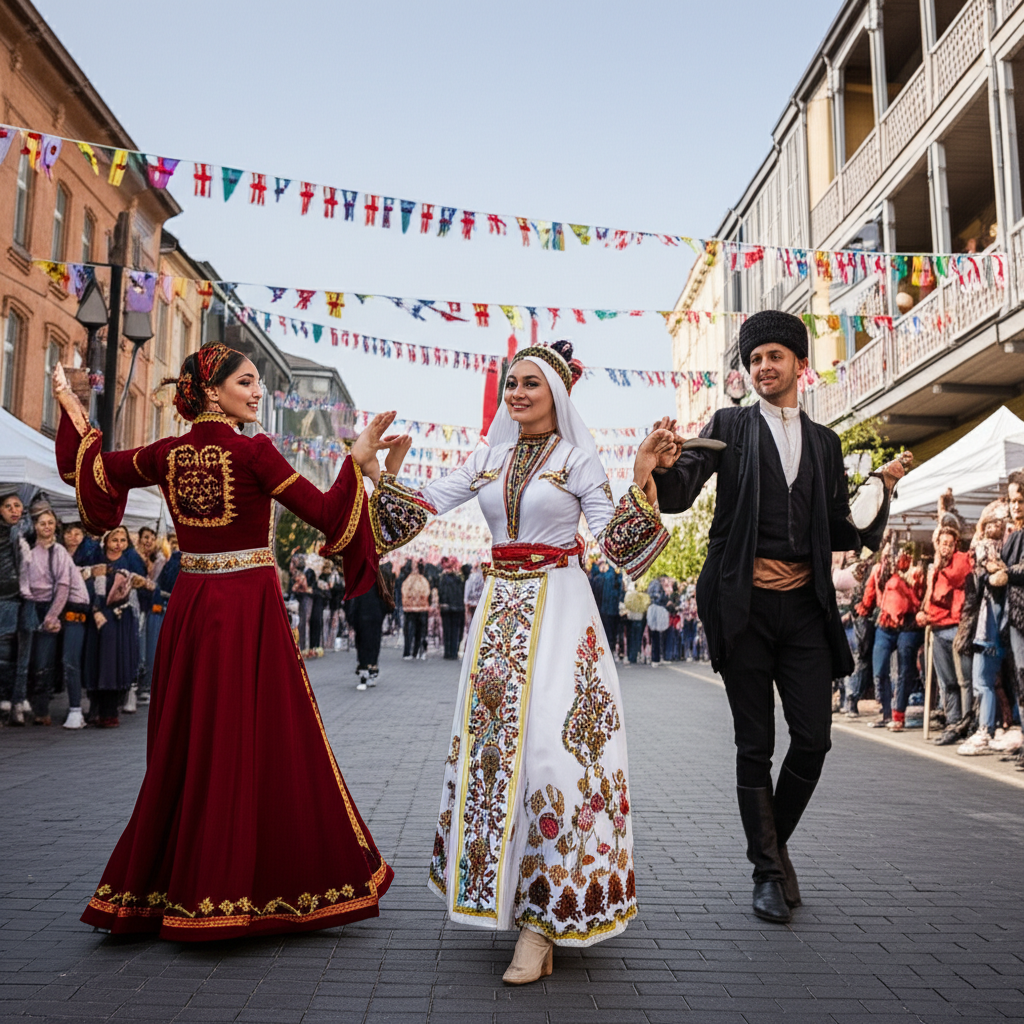 Generate a high-quality, relevant image prompt for an article about: 12 Festivals in Georgia: Amazin