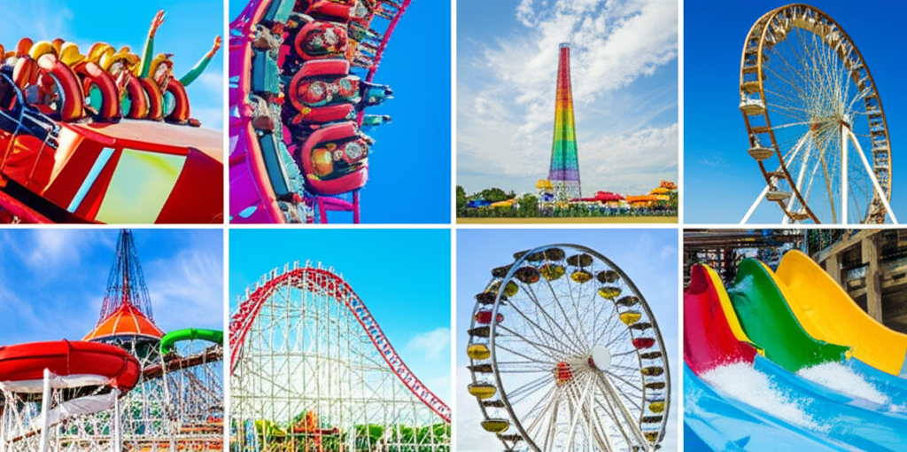 Generate a high-quality, relevant image prompt for an article about: 8 Awesome Amusement Parks In Ge
