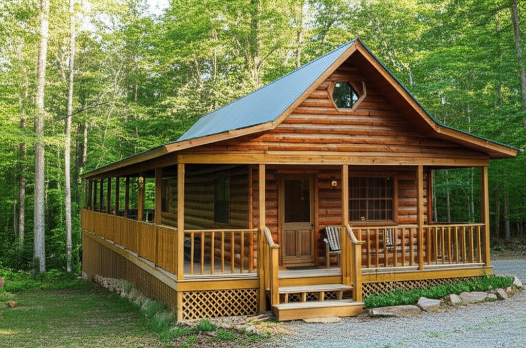 Generate a high-quality, relevant image prompt for an article about: 10 Camping Cabins in Georgia: A