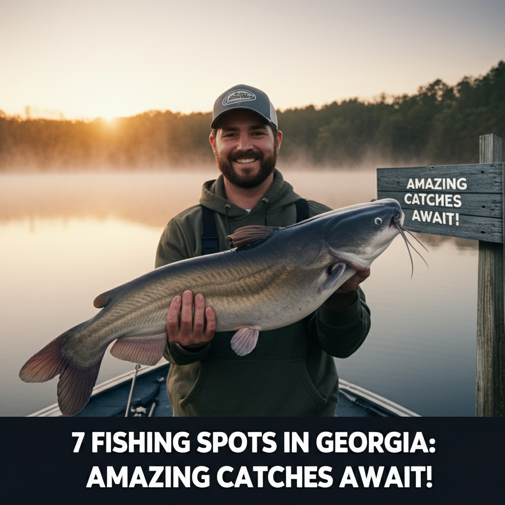 Generate a high-quality, relevant image prompt for an article about: 7 Fishing Spots in Georgia: **A