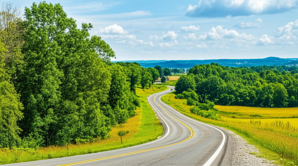 Generate a high-quality, relevant image prompt for an article about: 15 Road Trip Ideas In Georgia: