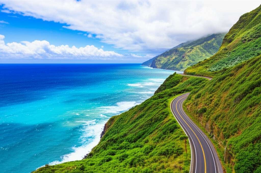 Generate a high-quality, relevant image prompt for an article about: 12 Scenic Drives In Hawaii: Ama