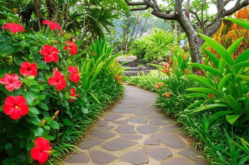 Generate a high-quality, relevant image prompt for an article about: 9 Botanical Gardens In Hawaii: