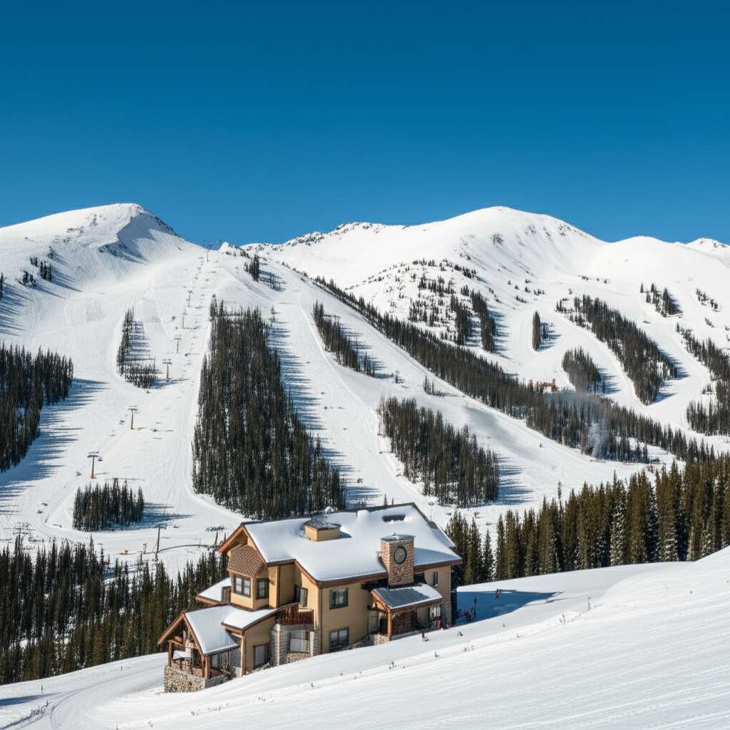 Generate a high-quality, relevant image prompt for an article about: 10 Ski Resorts In Idaho: Ultima