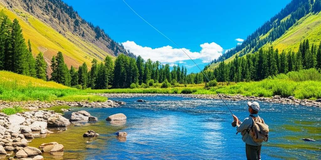 Generate a high-quality, relevant image prompt for an article about: 7 Fishing Spots in Idaho: Amazi