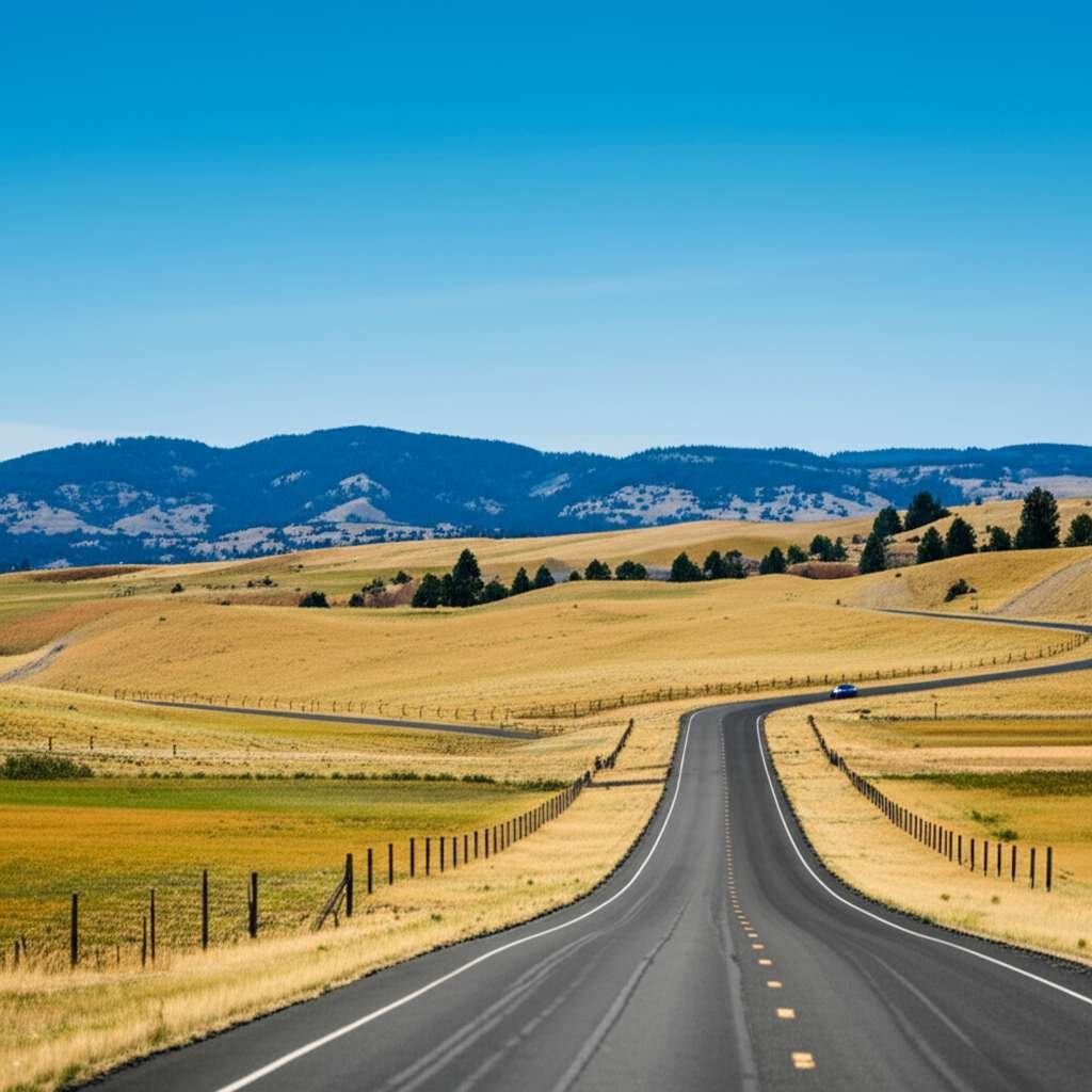 Generate a high-quality, relevant image prompt for an article about: 10 Road Trips in Idaho: Epic Ad