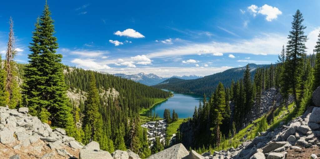 Generate a high-quality, relevant image prompt for an article about: 6 Idaho National Forests: Amazi