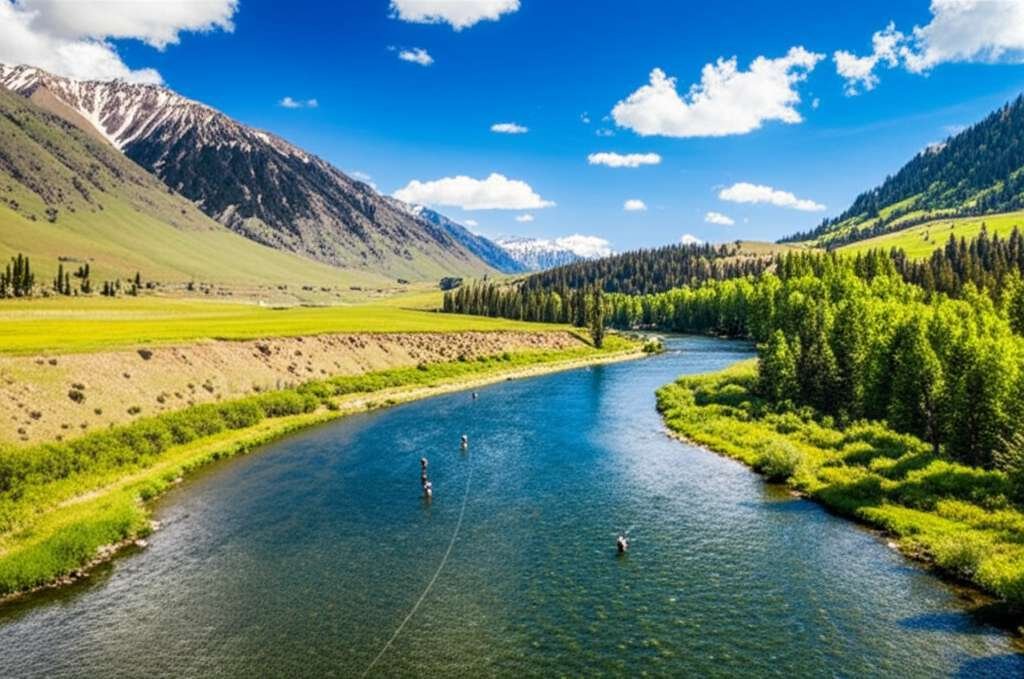 Generate a high-quality, relevant image prompt for an article about: 7 Fishing Spots In Idaho: Amazi