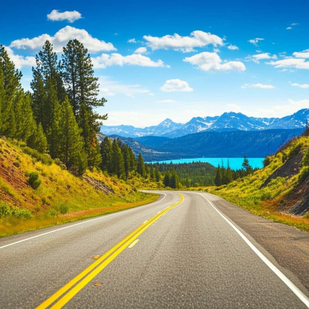 Generate a high-quality, relevant image prompt for an article about: 10 Glorious Road Trips in Idaho