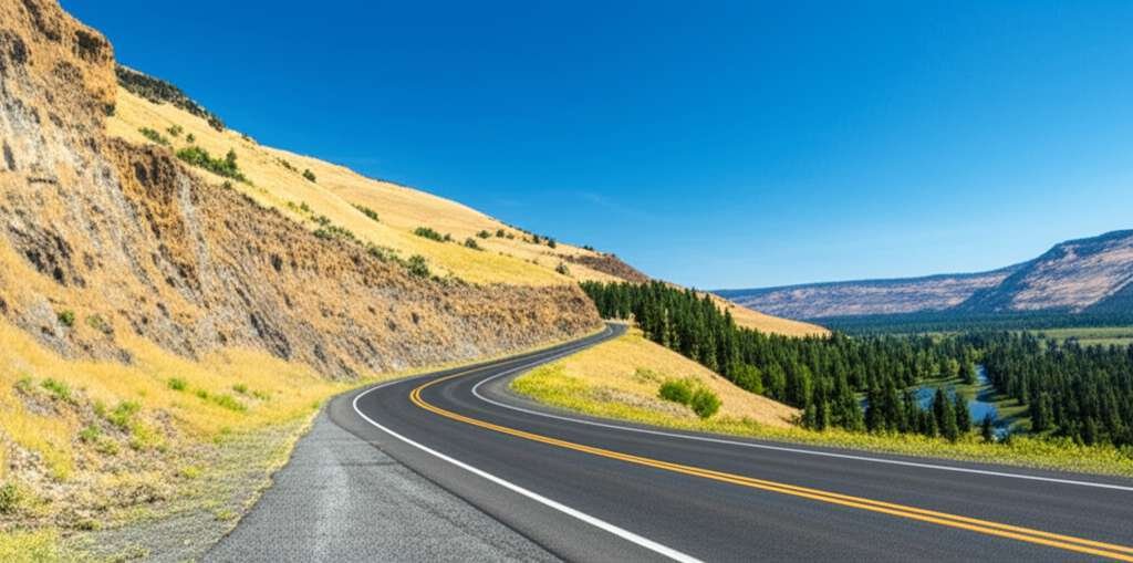 Generate a high-quality, relevant image prompt for an article about: 5 Scenic Byways In Idaho: Unfor