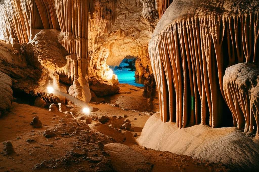 Generate a high-quality, relevant image prompt for an article about: 5 Dazzling Caves in Idaho: Must