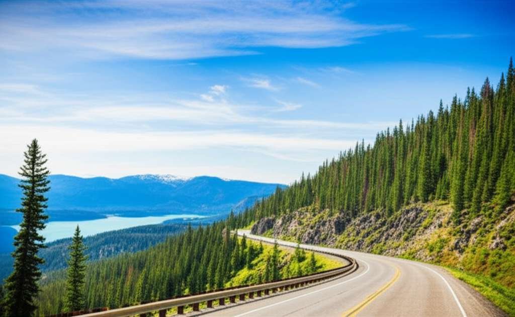 Generate a high-quality, relevant image prompt for an article about: 5 Scenic Byways In Idaho: Amazi