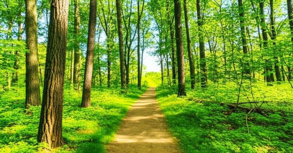 Generate a high-quality, relevant image prompt for an article about: 12 Hiking Trails in Illinois: A