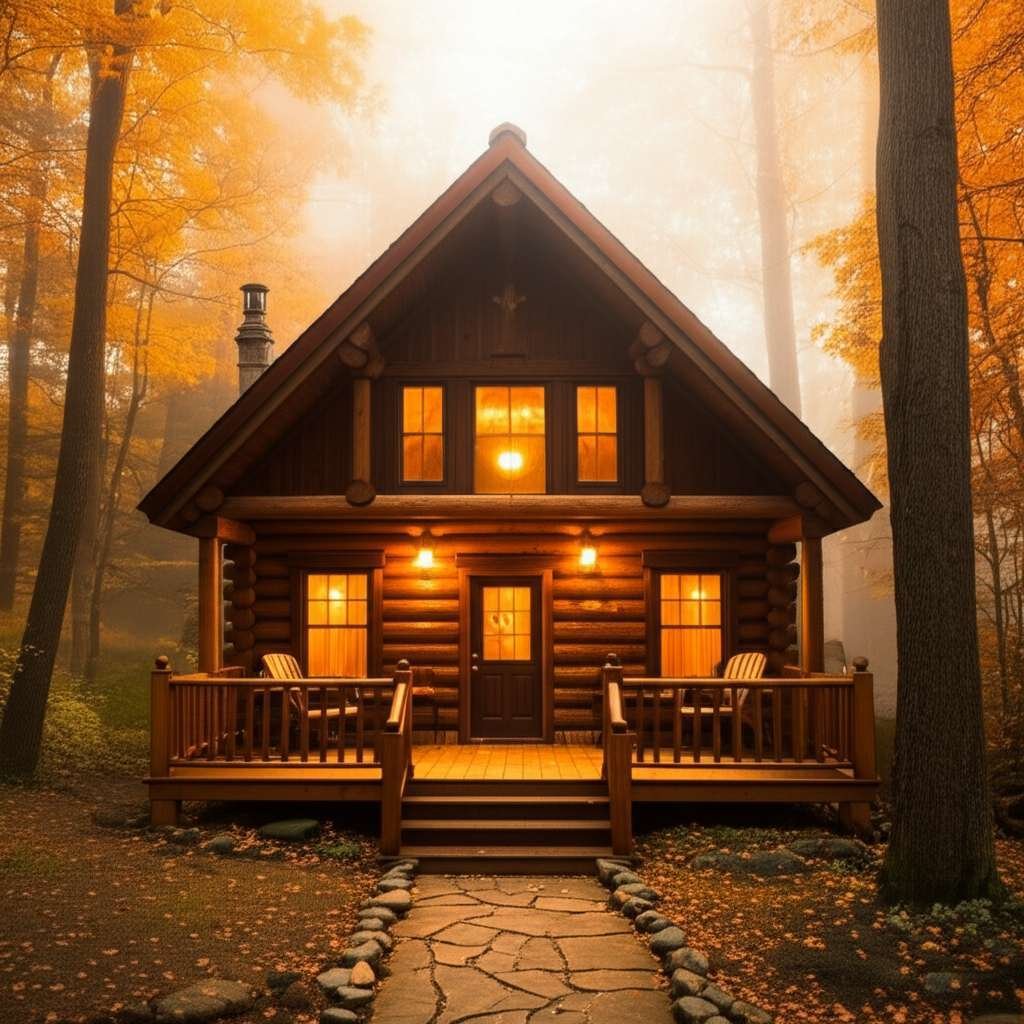 Generate a high-quality, relevant image prompt for an article about: 6 Dazzling Romantic Cabins In I