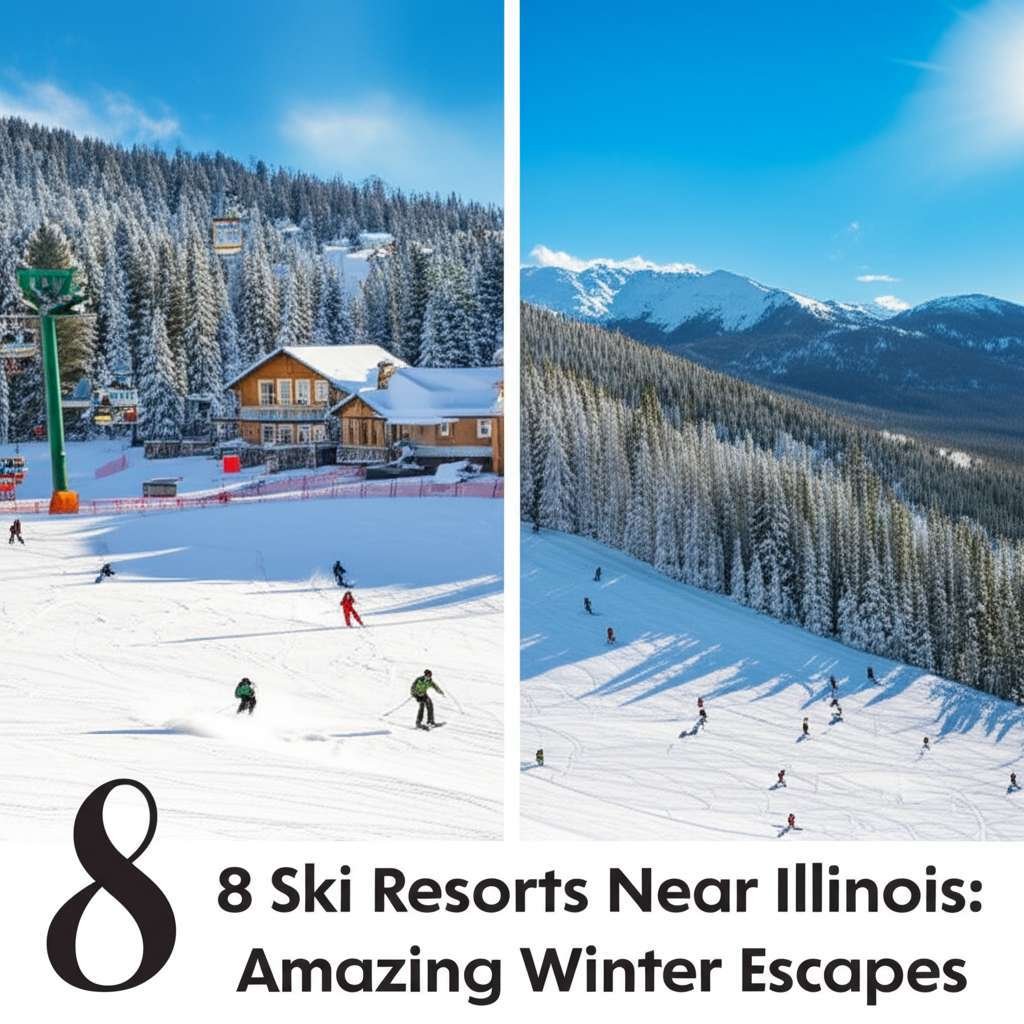 Generate a high-quality, relevant image prompt for an article about: 8 Ski Resorts Near Illinois: Am