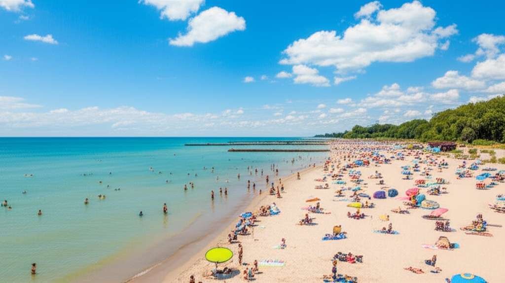 Generate a high-quality, relevant image prompt for an article about: 10 Beaches in Indiana: Stunning