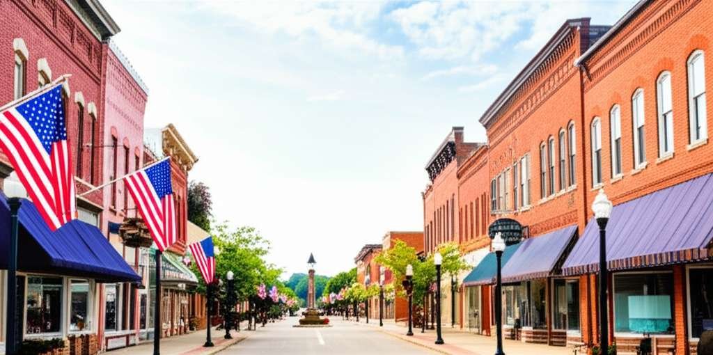 Generate a high-quality, relevant image prompt for an article about: 9 Historic Towns In Iowa: Amazi