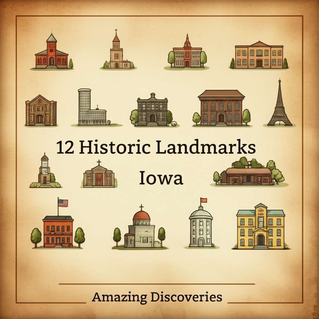 Generate a high-quality, relevant image prompt for an article about: 12 Historic Landmarks in Iowa: